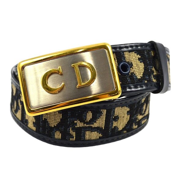 Christian Dior Navy Brown Trotter Belt Small Good #65 KK91688 main image 8